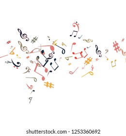 Musical Signs. Modern Background with Notes. Vector Element for Musical Poster, Banner, Advertising, Card. Minimalistic Simple Background.