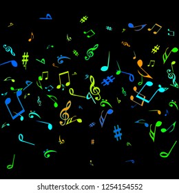 Musical Signs. Modern Background with Notes. Vector Element for Musical Poster, Banner, Advertising, Card. Minimalistic Simple Background.
