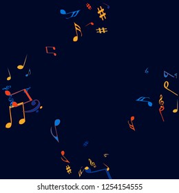 Musical Signs. Modern Background with Notes. Vector Element for Musical Poster, Banner, Advertising, Card. Minimalistic Simple Background.