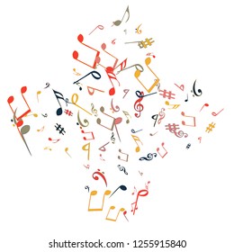 Musical Signs. Modern Background with Notes. Vector Element for Musical Poster, Banner, Advertising, Card. Minimalistic Simple Background.