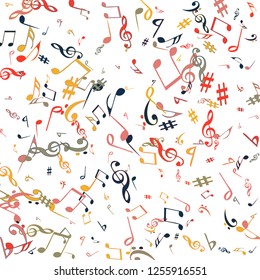 Musical Signs. Modern Background with Notes. Vector Element for Musical Poster, Banner, Advertising, Card. Minimalistic Simple Background.