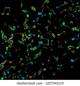Musical Signs. Modern Background with Notes. Vector Element for Musical Poster, Banner, Advertising, Card. Minimalistic Simple Background.
