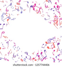 Musical Signs. Modern Background with Notes. Vector Element for Musical Poster, Banner, Advertising, Card. Minimalistic Simple Background.
