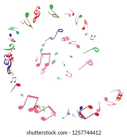 Musical Signs. Modern Background with Notes. Vector Element for Musical Poster, Banner, Advertising, Card. Minimalistic Simple Background.

