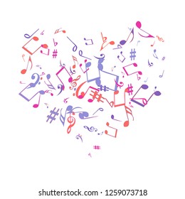 Musical Signs. Modern Background with Notes. Vector Element for Musical Poster, Banner, Advertising, Card. Minimalistic Simple Background.
