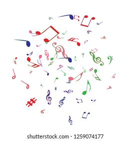 Musical Signs. Modern Background with Notes. Vector Element for Musical Poster, Banner, Advertising, Card. Minimalistic Simple Background.
