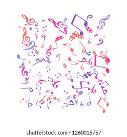 Musical Signs. Modern Background with Notes. Vector Element for Musical Poster, Banner, Advertising, Card. Minimalistic Simple Background.
