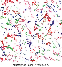 Musical Signs. Modern Background with Notes. Vector Element for Musical Poster, Banner, Advertising, Card. Minimalistic Simple Background.
