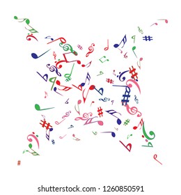 Musical Signs. Modern Background with Notes. Vector Element for Musical Poster, Banner, Advertising, Card. Minimalistic Simple Background.
