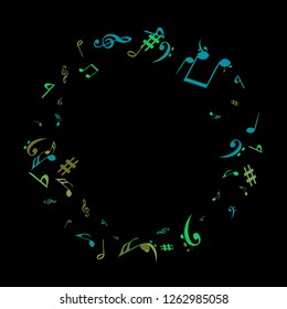Musical Signs. Modern Background with Notes. Vector Element for Musical Poster, Banner, Advertising, Card. Minimalistic Simple Background.
