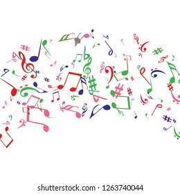 Musical Signs. Modern Background with Notes. Vector Element for Musical Poster, Banner, Advertising, Card. Minimalistic Simple Background.
