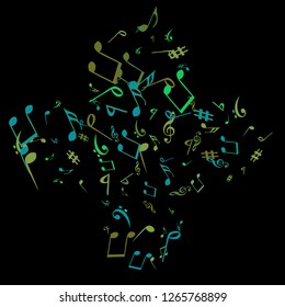 Musical Signs. Modern Background with Notes. Vector Element for Musical Poster, Banner, Advertising, Card. Minimalistic Simple Background.
