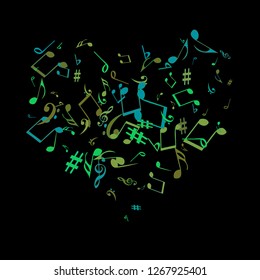 Musical Signs. Modern Background with Notes. Vector Element for Musical Poster, Banner, Advertising, Card. Minimalistic Simple Background.
