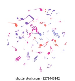 Musical Signs. Modern Background with Notes. Vector Element for Musical Poster, Banner, Advertising, Card. Minimalistic Simple Background.
