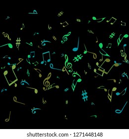 Musical Signs. Modern Background with Notes. Vector Element for Musical Poster, Banner, Advertising, Card. Minimalistic Simple Background.
