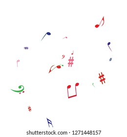 Musical Signs. Modern Background with Notes. Vector Element for Musical Poster, Banner, Advertising, Card. Minimalistic Simple Background.
