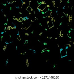 Musical Signs. Modern Background with Notes. Vector Element for Musical Poster, Banner, Advertising, Card. Minimalistic Simple Background.
