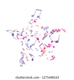 Musical Signs. Modern Background with Notes. Vector Element for Musical Poster, Banner, Advertising, Card. Minimalistic Simple Background.
