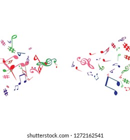 Musical Signs. Modern Background with Notes. Vector Element for Musical Poster, Banner, Advertising, Card. Minimalistic Simple Background.
