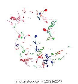 Musical Signs. Modern Background with Notes. Vector Element for Musical Poster, Banner, Advertising, Card. Minimalistic Simple Background.
