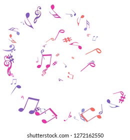 Musical Signs. Modern Background with Notes. Vector Element for Musical Poster, Banner, Advertising, Card. Minimalistic Simple Background.
