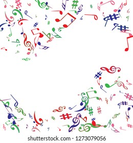 Musical Signs. Modern Background with Notes. Vector Element for Musical Poster, Banner, Advertising, Card. Minimalistic Simple Background.
