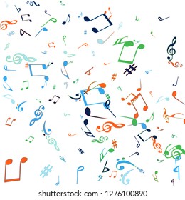 Musical Signs. Modern Background with Notes. Vector Element for Musical Poster, Banner, Advertising, Card. Minimalistic Simple Background.
