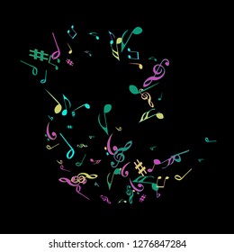 Musical Signs. Modern Background with Notes. Vector Element for Musical Poster, Banner, Advertising, Card. Minimalistic Simple Background.

