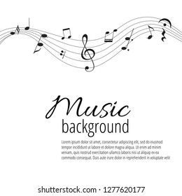 Musical Signs. Modern Background with Notes. Vector Element for Musical Poster, Banner, Advertising, Card. Minimalistic Simple Background.