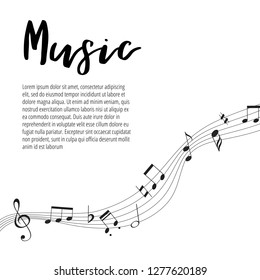 Musical Signs. Modern Background with Notes. Vector Element for Musical Poster, Banner, Advertising, Card. Minimalistic Simple Background.