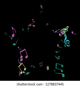 Musical Signs. Modern Background with Notes. Vector Element for Musical Poster, Banner, Advertising, Card. Minimalistic Simple Background.
