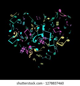 Musical Signs. Modern Background with Notes. Vector Element for Musical Poster, Banner, Advertising, Card. Minimalistic Simple Background.
