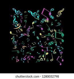 Musical Signs. Modern Background with Notes. Vector Element for Musical Poster, Banner, Advertising, Card. Minimalistic Simple Background.
