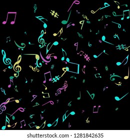 Musical Signs. Modern Background with Notes. Vector Element for Musical Poster, Banner, Advertising, Card. Minimalistic Simple Background.
