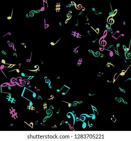Musical Signs. Modern Background with Notes. Vector Element for Musical Poster, Banner, Advertising, Card. Minimalistic Simple Background.

