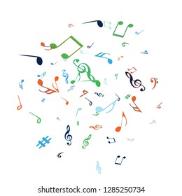 Musical Signs. Modern Background with Notes. Vector Element for Musical Poster, Banner, Advertising, Card. Minimalistic Simple Background.
