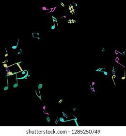 Musical Signs. Modern Background with Notes. Vector Element for Musical Poster, Banner, Advertising, Card. Minimalistic Simple Background.
