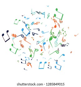 Musical Signs. Modern Background with Notes. Vector Element for Musical Poster, Banner, Advertising, Card. Minimalistic Simple Background.
