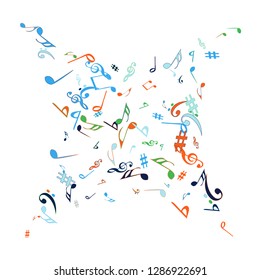 Musical Signs. Modern Background with Notes. Vector Element for Musical Poster, Banner, Advertising, Card. Minimalistic Simple Background.
