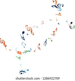 Musical Signs. Modern Background with Notes. Vector Element for Musical Poster, Banner, Advertising, Card. Minimalistic Simple Background.
