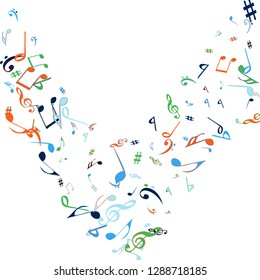Musical Signs. Modern Background with Notes. Vector Element for Musical Poster, Banner, Advertising, Card. Minimalistic Simple Background.
