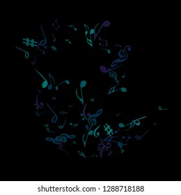 Musical Signs. Modern Background with Notes. Vector Element for Musical Poster, Banner, Advertising, Card. Minimalistic Simple Background.
