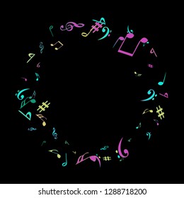 Musical Signs. Modern Background with Notes. Vector Element for Musical Poster, Banner, Advertising, Card. Minimalistic Simple Background.
