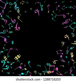 Musical Signs. Modern Background with Notes. Vector Element for Musical Poster, Banner, Advertising, Card. Minimalistic Simple Background.
