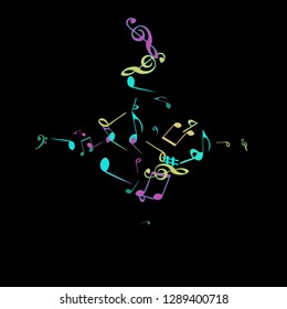 Musical Signs. Modern Background with Notes. Vector Element for Musical Poster, Banner, Advertising, Card. Minimalistic Simple Background.
