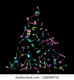 Musical Signs. Modern Background with Notes. Vector Element for Musical Poster, Banner, Advertising, Card. Minimalistic Simple Background.
