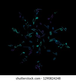 Musical Signs. Modern Background with Notes. Vector Element for Musical Poster, Banner, Advertising, Card. Minimalistic Simple Background.
