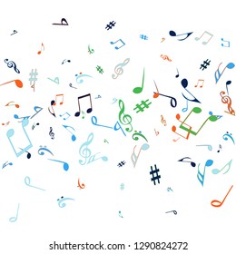 Musical Signs. Modern Background with Notes. Vector Element for Musical Poster, Banner, Advertising, Card. Minimalistic Simple Background.
