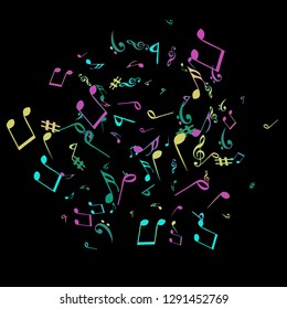 Musical Signs. Modern Background with Notes. Vector Element for Musical Poster, Banner, Advertising, Card. Minimalistic Simple Background.
