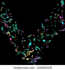 Musical Signs. Modern Background with Notes. Vector Element for Musical Poster, Banner, Advertising, Card. Minimalistic Simple Background.
